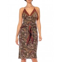 Morphew Collection Green & Brown Paisley Silk Scarf Dress Made From Emanuel Ungaro Vintage